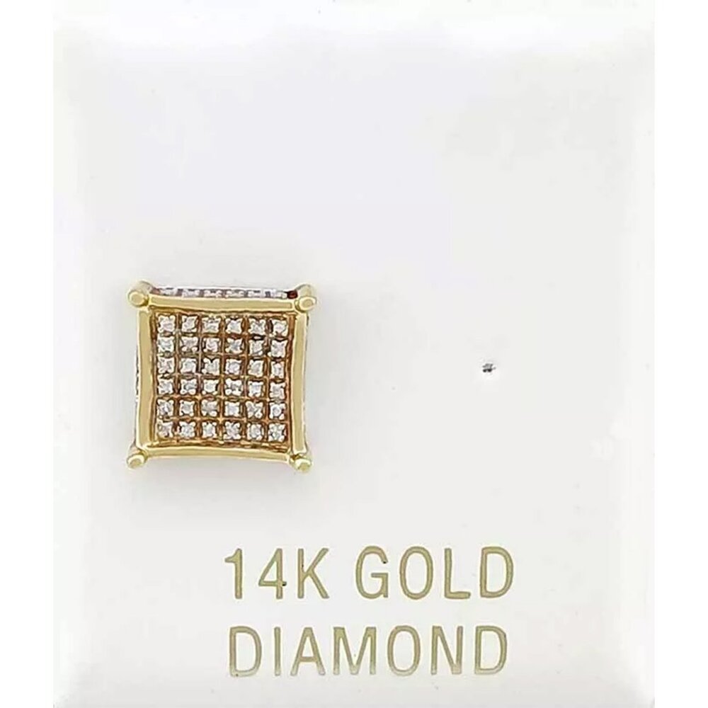 Genuine 0.20 Cts Diamonds Stud Single Earring 14k Gold